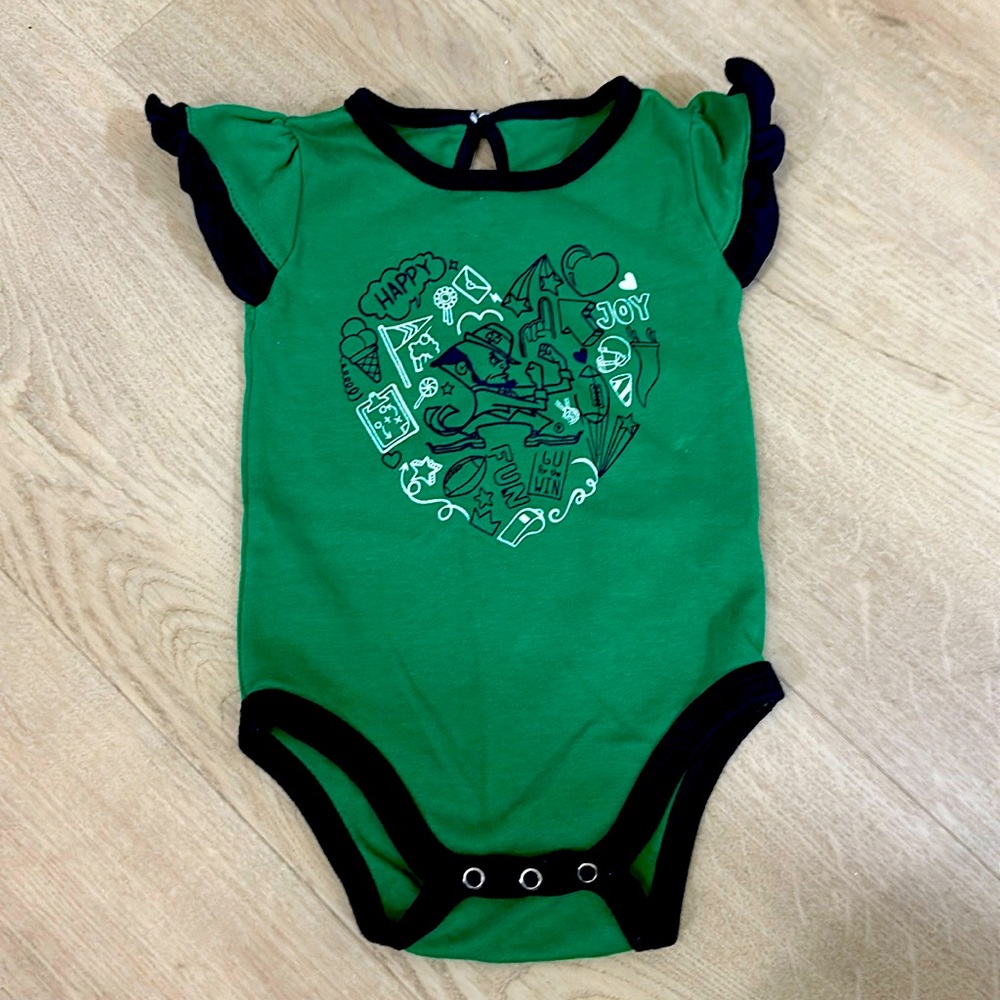 Notre Dame ND Fightin’ Irish baby girl 0-3m bodysuit ruffles EUC
